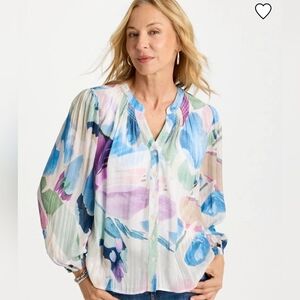 Chico's Watercolor Pastel Blouse